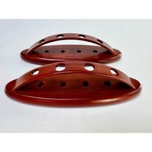 Vintage Rosewood Fountain Pen Rest Pair 5 Pen Desk Stand Writing Accessory